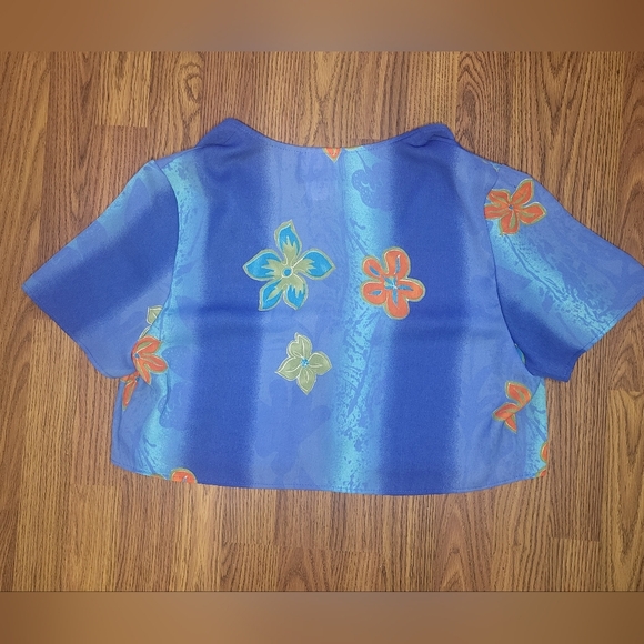 Vintage 80s Panache Floral Pleated Dress Blue Spring Size 14 Made in Canada A53 - Picture 13 of 15